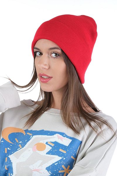 Ritagarcia Women's Red Plain Folded Knitwear Basic Beret