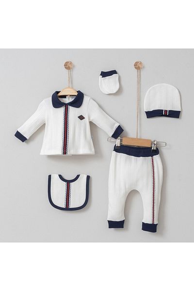 MİNİBORN Newborn Men's Long Sleeve Ecru Bohemian Set of Five