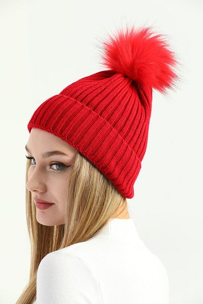 Ritagarcia Women's Red Winter Pompom Knitwear Beret