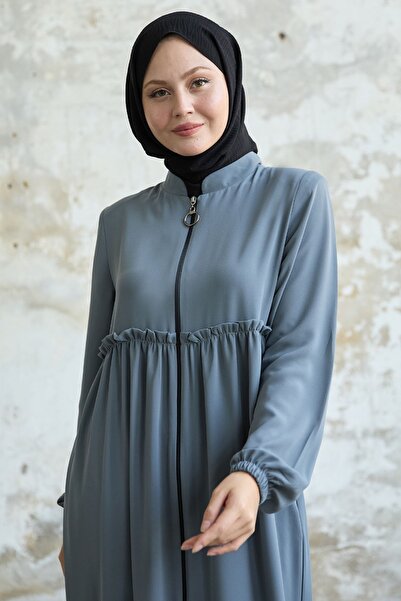 InStyle Сірий плащ - з бахромою ззаду та збірками