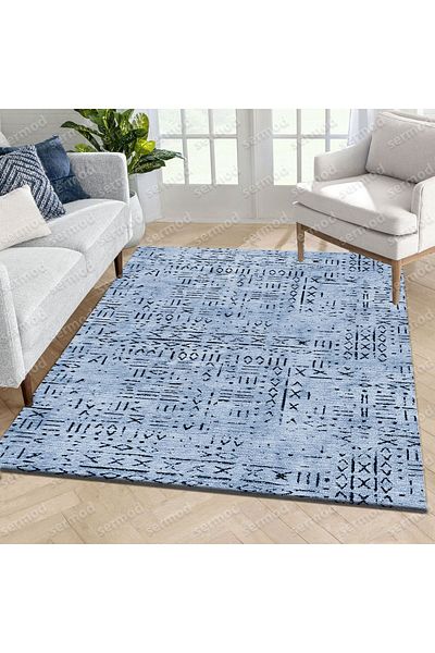 Sermod 111- Modern Sponge Elastic Carpet Cover-Dark Blue