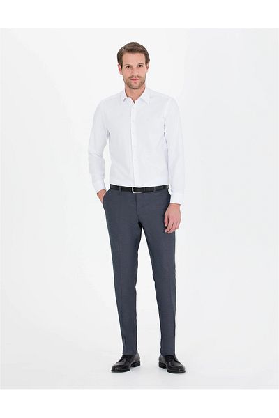 Pierre Cardin Λευκό Slim Fit Ανδρικό Μακρυμάνικο Πουκάμισο