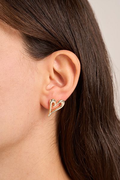 Elika Silver Asymmetric Heart Model Women's Bijouterie Earrings