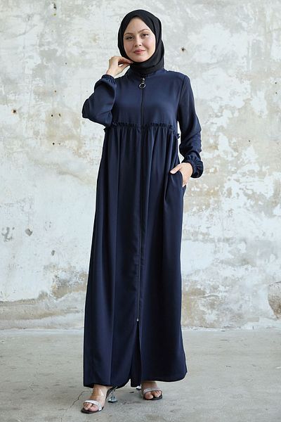 InStyle Dark Blue Ferace - Gather with Tassel Detail on the Back