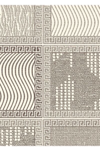 Sermod 10356-süngerli Kareli Modern Krem Yeşil Pembe Karışık Kaymaz Halı Örtüsü