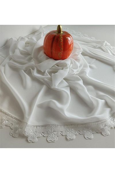onlaynticaret SNOWFLAKE EMBROIDERED SINGLE SIDED WHITE WOMEN'S SCARF