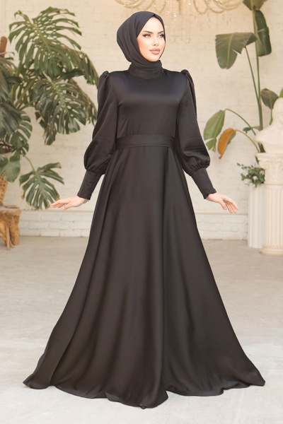 InStyle Чорна атласна сукня на блискавці