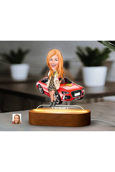 Bk Gift Kişiye Özel Kadın Karikatürlü Dekoratif 3D Biblo LED Işıklı Gece Lamb...