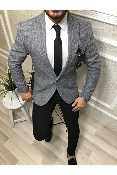 CXFASHİON Italyan Stil Slim Fit Tek Erkek Ceket