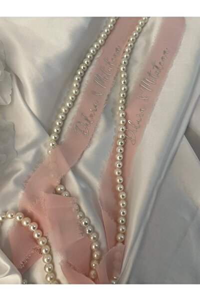 Renna Dökülen Incili Gümüş Yazılı Ipek Kurdele Kişiye Özel