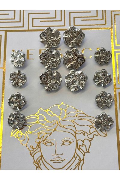 ODDA TASARIM ATÖLYESİ Silver Blazer Jacket and Design Patterned Crystal Stone Set