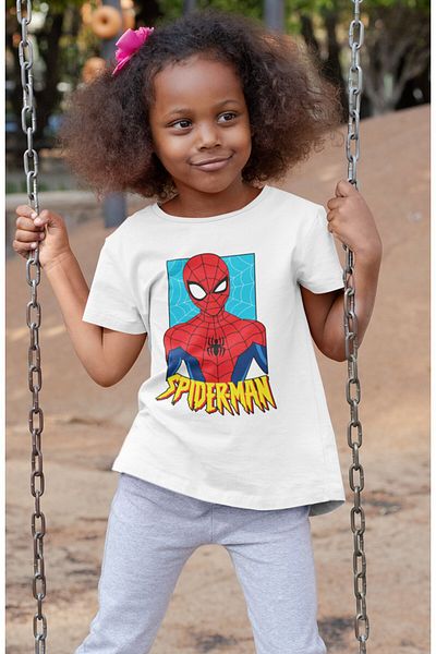 Fuddy Moda Tricou pentru copii Spider Man Written, Tricou pentru bebeluși unisex cu imprimeu Mar Vel