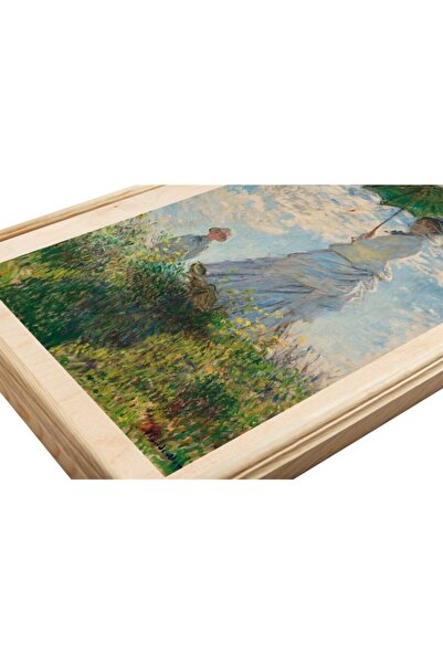 Monet Walking With Parasol Ahşap Tablo