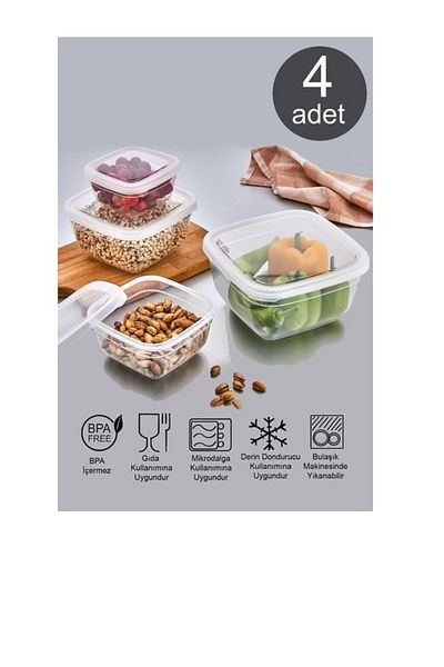 ASUDE Yeast 4-Piece Square Storage Set - 500-900-1500-2400 ML