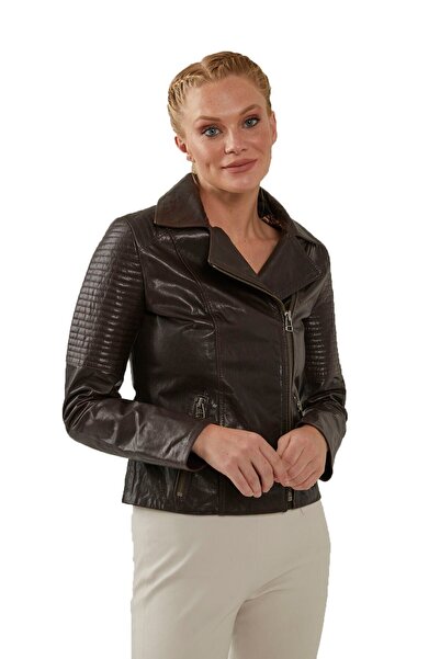 ikigai Agnes Brown Damen-Ledermantel