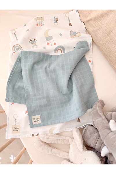 MİLNA BABY&KİDS مجموعة متعددة الأغراض مكونة من بطانيتين من الموسلين وبطانية أطفال من الموسلين