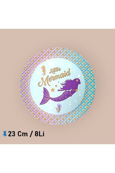 Happyland Mermaid 8-Piece Cardboard Plate - 23 Cm