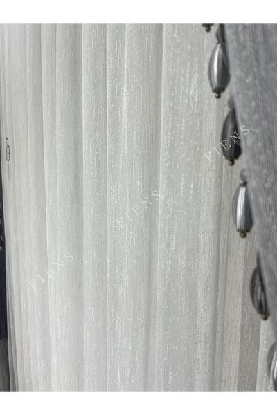 FİENS Bamboo's Crown Slub 1/2 Medium Pleated Tulle Curtain - Gramated, No Ironing Suitable for All Rooms