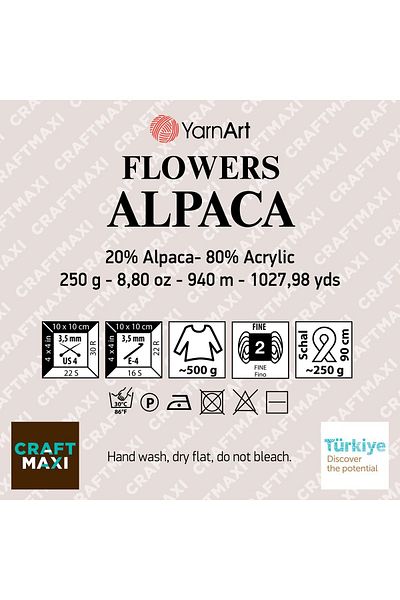 Yarnart Flori Alpaca - Ață de tricotat manual marmorată Ebruli-429