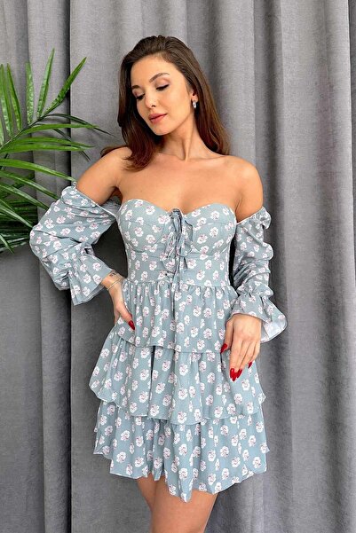 Mine Tan Butik Özel Üretim Sırtı Gipeli Göğüs Detay Sweet Jane Elbise