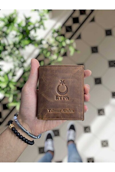 Visso leather 0-111 Hakiki Doğal Gerçek Deriden Kişiye Özel Cüzdan  Erkek Kad...