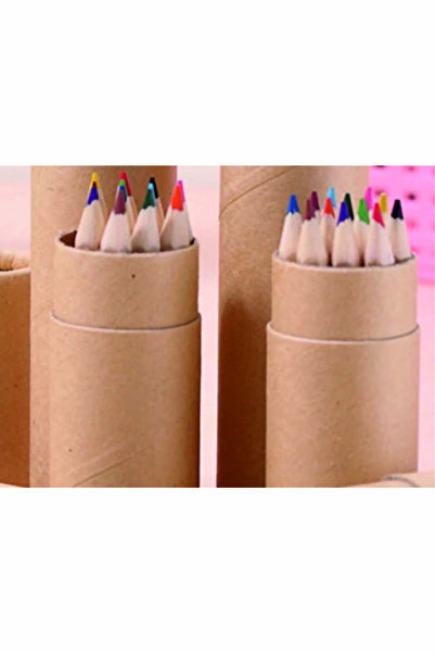 BENİMSER REKLAM مجموعة من 12 قلم خشبي صغير - طلاء جاف، مع فتاحة