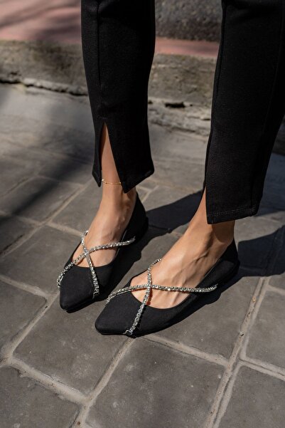 ANGELİNA JONES Sara Γυναικείες μπαλαρίνες με λεπτομέρεια από μαύρη πέτρα