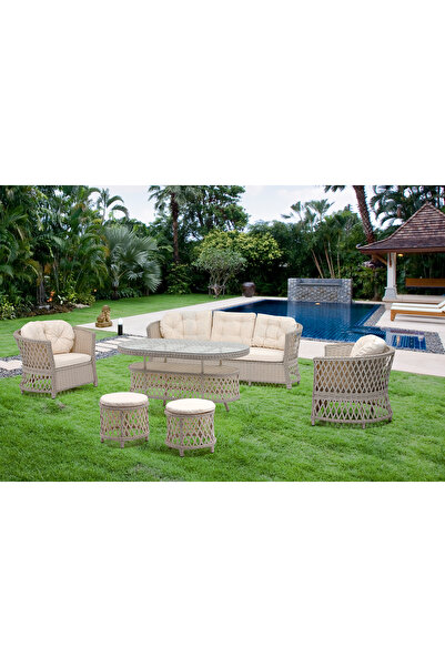 Ladin Mobilya Bahçe Mobilyası 2+1+1 Galata Bahçe Takımı Balkon Takımı Masalı Set