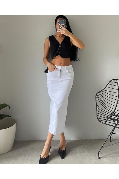 AREF JEANS Long Denim Skirt - Slit Back
