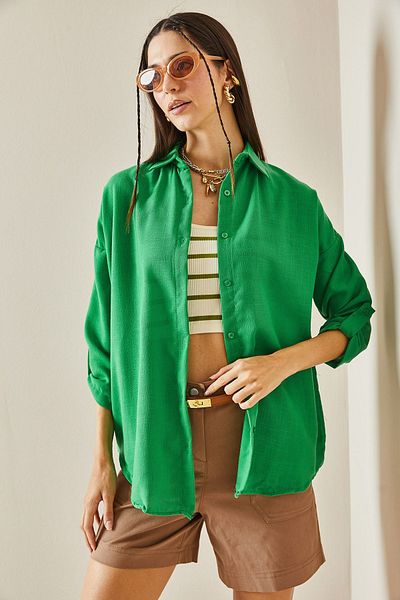 XHAN Polo Neck Green Basic Shirt - 5YXK2-48597-08