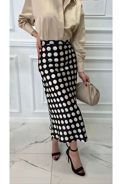 Julishop Fustă midi premium din satin cu fermoar lateral pentru femei Julidress