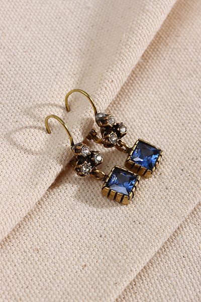 Süspüs Accessories Authentic Dangle Square Jewelled Earrings