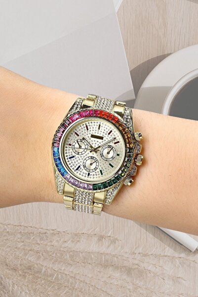 polo55.sport.1855 Dekoratif Kadran Renkli Kasa Metal Kadın Kol Saati