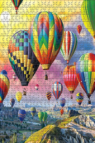 Teona Ahşap Kapadokya Gökyüzü Festivali Dekoratif Çift Katlı Çerçeveli Asılab...