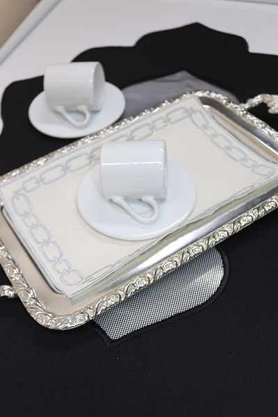vipceyiz 24x15cm Chain Embroidered Rectangular Tray Cover