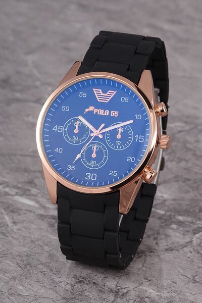 Polo55 Ples004r01 Erkek Saat Dekoratif Göstergeli Kadran Silikon Kordon