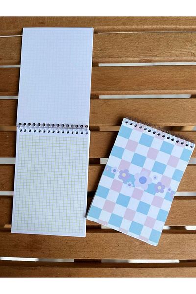 EyER Shoping Blocnotes cu carouri albastru drăguț - dimensiune A6, 2 bucăți