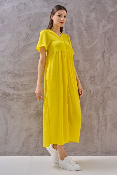 SHUGAA KADIN ÖNDEN DÜĞMELİ MAXİ ELBİSE