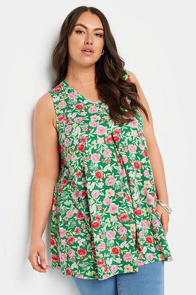 Stil Diva Μπλούζα με μοτίβο σε λαιμόκοψη Lycra Plus Size - Zero Sleeve321779