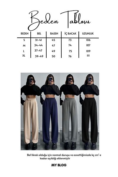 My Blog Pantaloni Palazzo de damă bleumarin Redkit cu închidere cu velcro