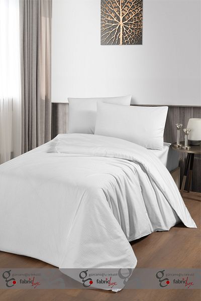 Fabric Box Set cuvertură de pilota dublă din satin de lux din seria albă