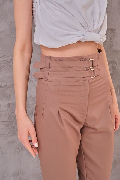 SHUGAA WOMEN'S HIGH WAIST FABRIC PANTS