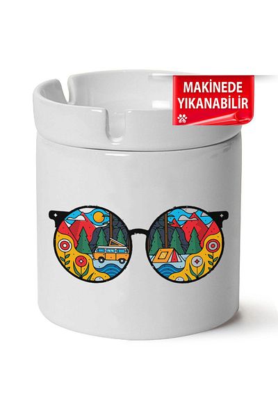 Çakilap Nature Printed Porcelain Camping Ashtray - At-Fight (Kl-Dg)