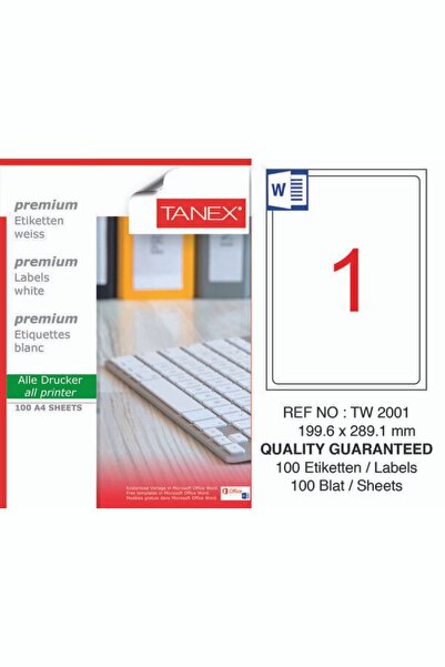 Tanex TW-2001 199.6x289.1 Laser Label 100pcs
