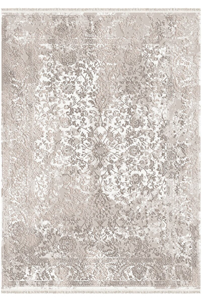 İpek Mekik Halı Gaspara Sarı Vizon Eskitme Desenli Halı