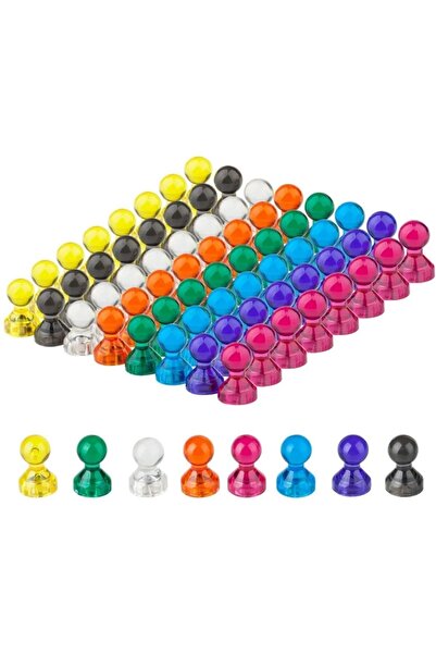 AYMAGNET 50 Adet Renkli Pano Mıknatısı - Güçlü Nedoyum Pano Mıknatıs Magnet N35