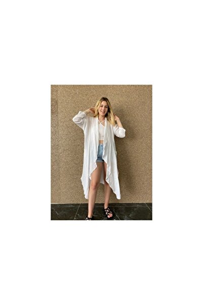 Bohemian Organic Linen Fabric Asymmetrical Kimono