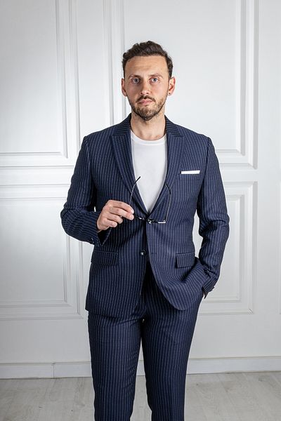 Sarar Sarar Artemis Resta - Striped Navy Blue Suit
