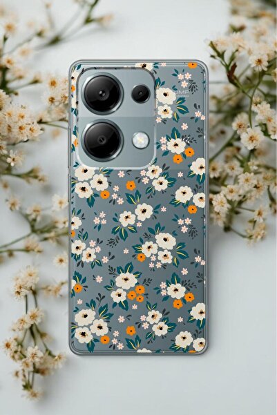 Spoyi Xiaomi Redmi Note 13 Pro 4G Ayçiçeği Papatya Tasarımlı Şeffaf Silikon Telefon Kılıfı