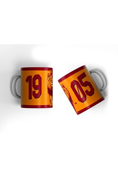 offside كوب قهوة بورسلين أصفر وأحمر مطبوع عليه أسد موديل 1905 - هدية مطبوعة